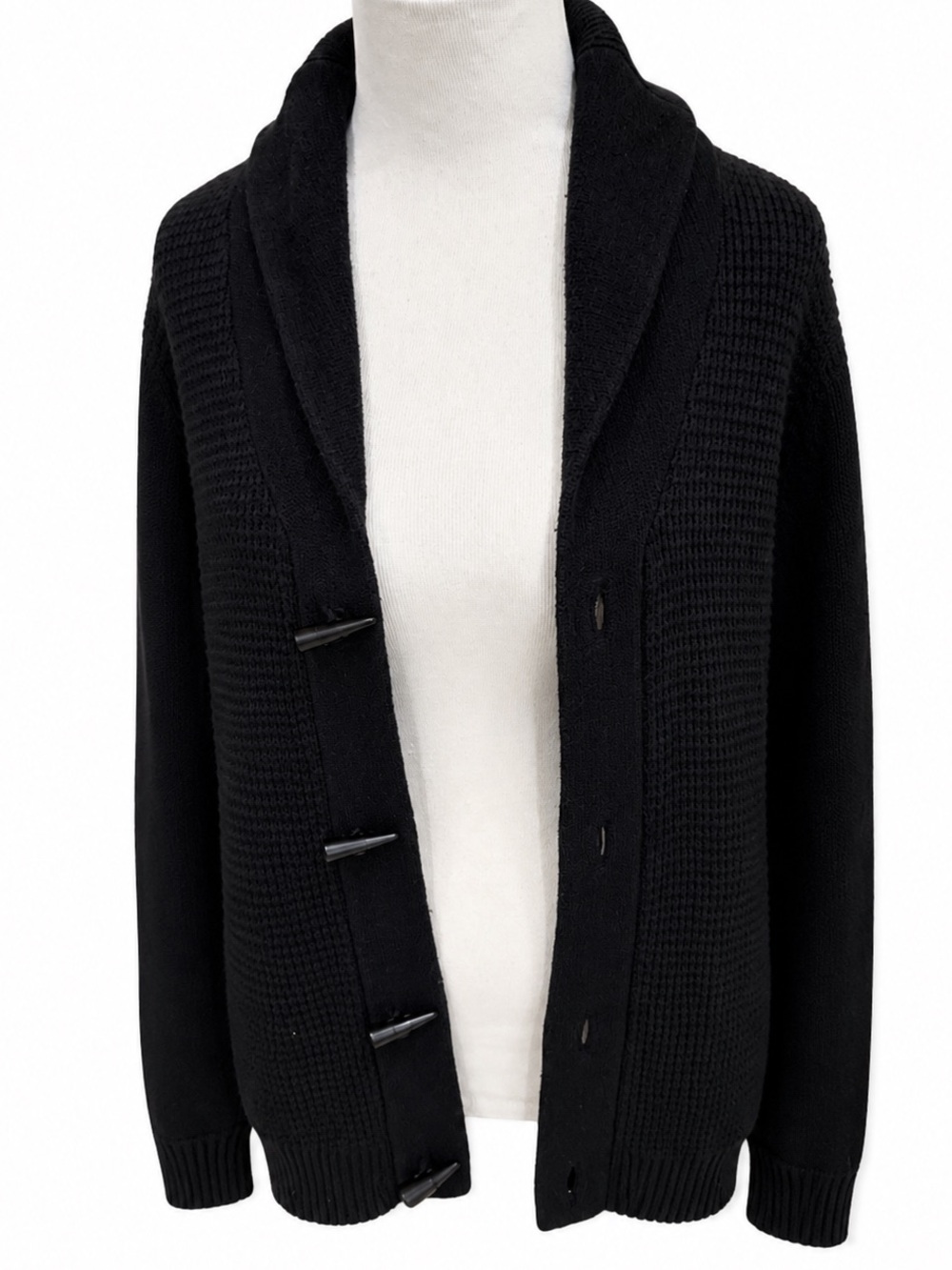 Express Black Shawl-Collar Toggle Cardigan
